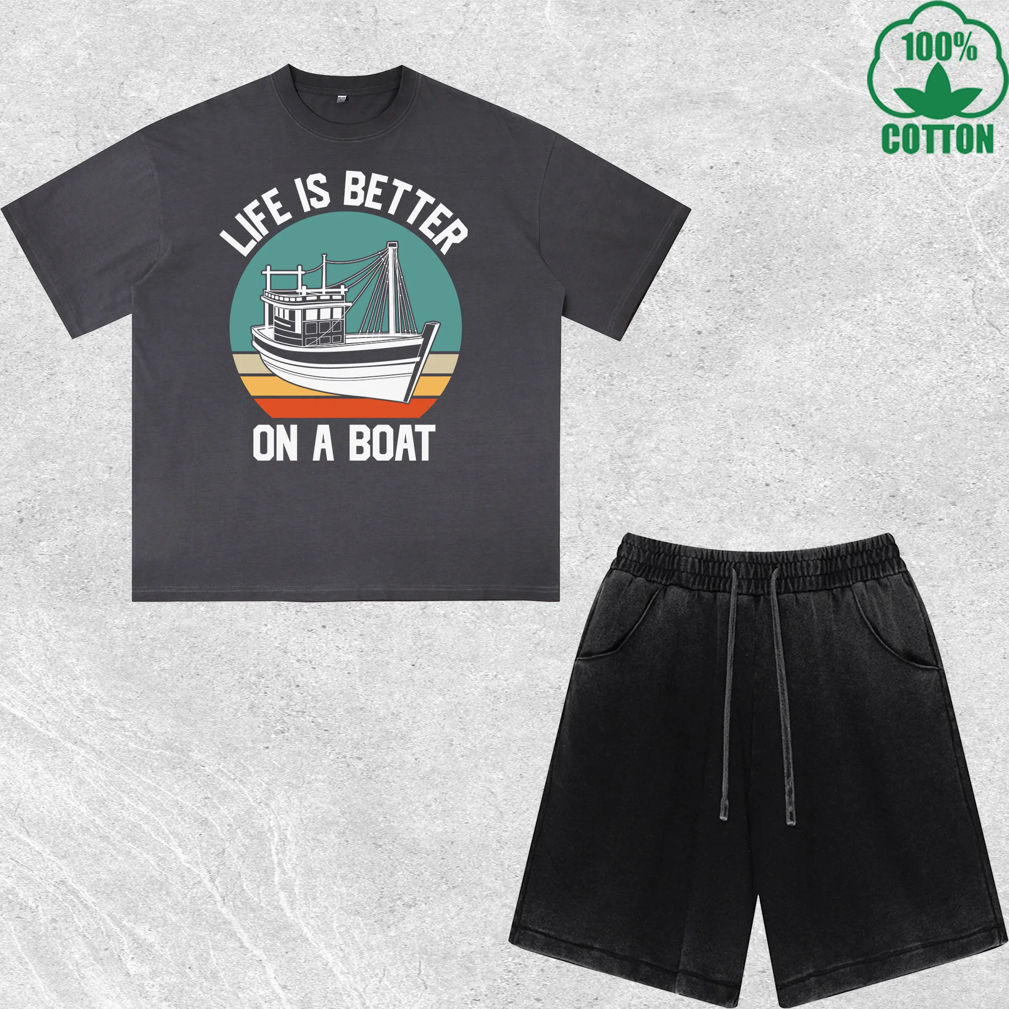 Life Is Bet Ter Printed Dirty Wash T-Shirt Shorts Set Multicolor Combo Loose Trendy Fashionable 100%Cotton
Life Is Bet Ter Printed Dirty Wash T-Shirt Shorts Set Multicolor Combo Loose Trendy Fashionable 100%Cotton