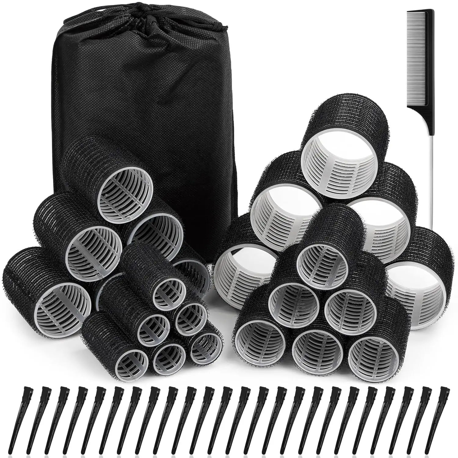 50-Piece Hair Roller Set with Clips & Comb for Voluminous Curls, 4 Sizes, Long Short Medium Thick Hair
50-Piece Hair Roller Set with Clips & Comb for Voluminous Curls, 4 Sizes, Long Short Medium Thick Hair