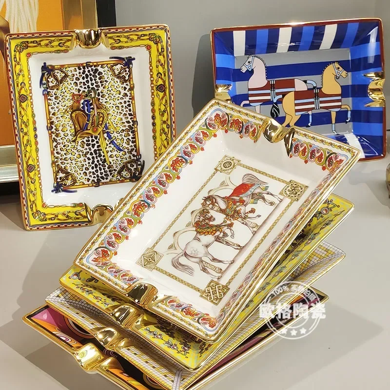 European bone china ashtray household living room large decorative decorations cowhide bottom lock gift box
European bone china ashtray household living room large decorative decorations cowhide bottom lock gift box