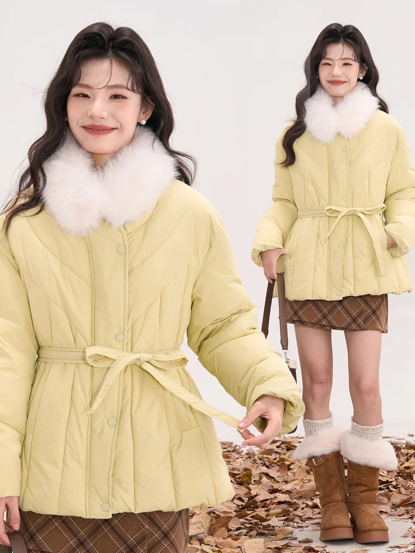 Sweet Cotton Jaet Coat Women's Winter Faion Korean Sle with Belt And Large Fur Collar Pure Color Commute Suitable
Sweet Cotton Jaet Coat Women's Winter Faion Korean Sle with Belt And Large Fur Collar Pure Color Commute Suitable