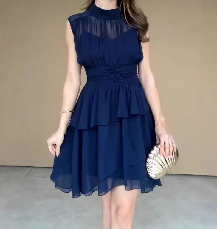 2025 New Model Pure Desire Style Tea Break Round Neck Tight-Sleeved Elegant Dress 
2025 New Model Pure Desire Style Tea Break Round Neck Tight-Sleeved Elegant Dress