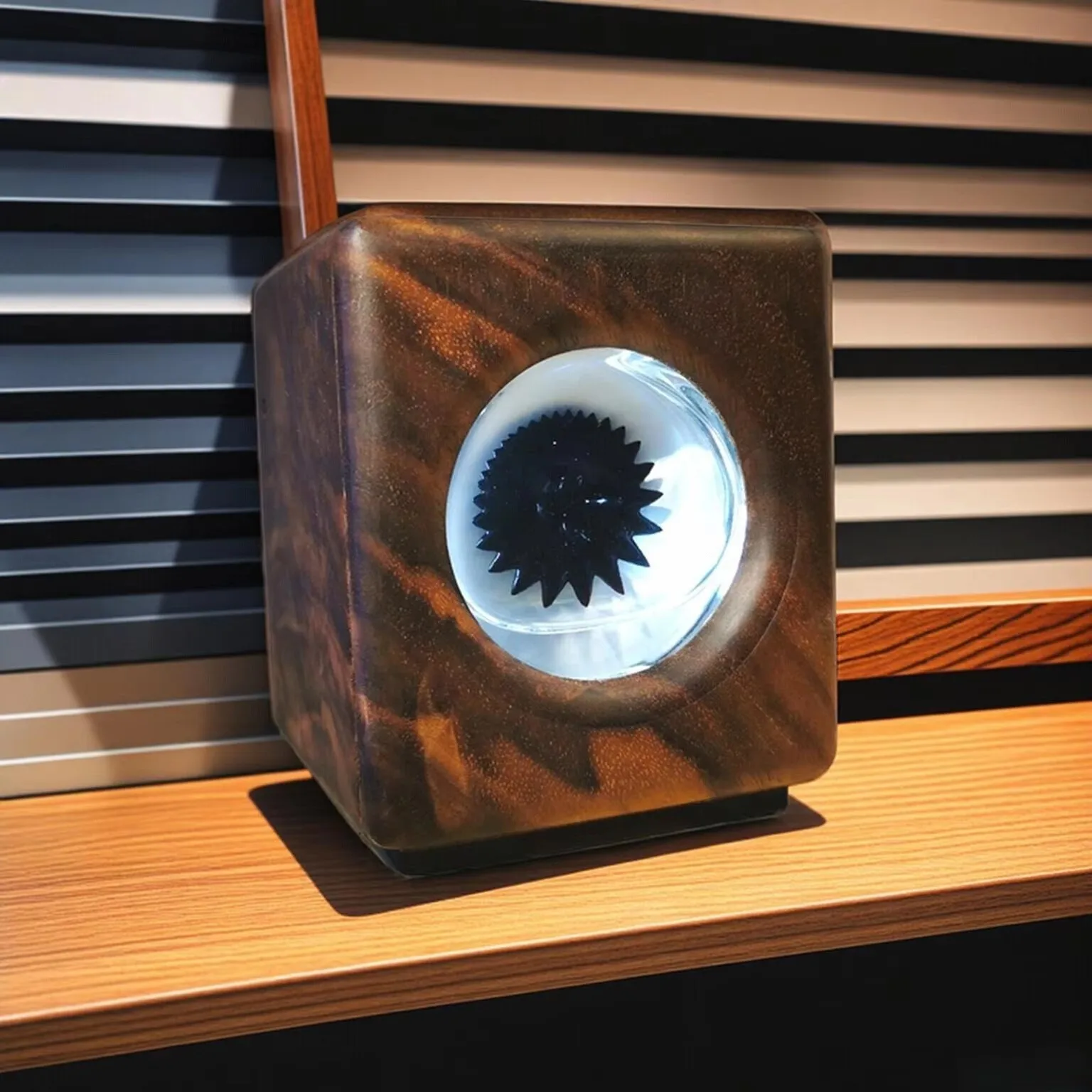 Handmade walnut solid wood magnetic fluid music rhythm light tabletop
Handmade walnut solid wood magnetic fluid music rhythm light tabletop