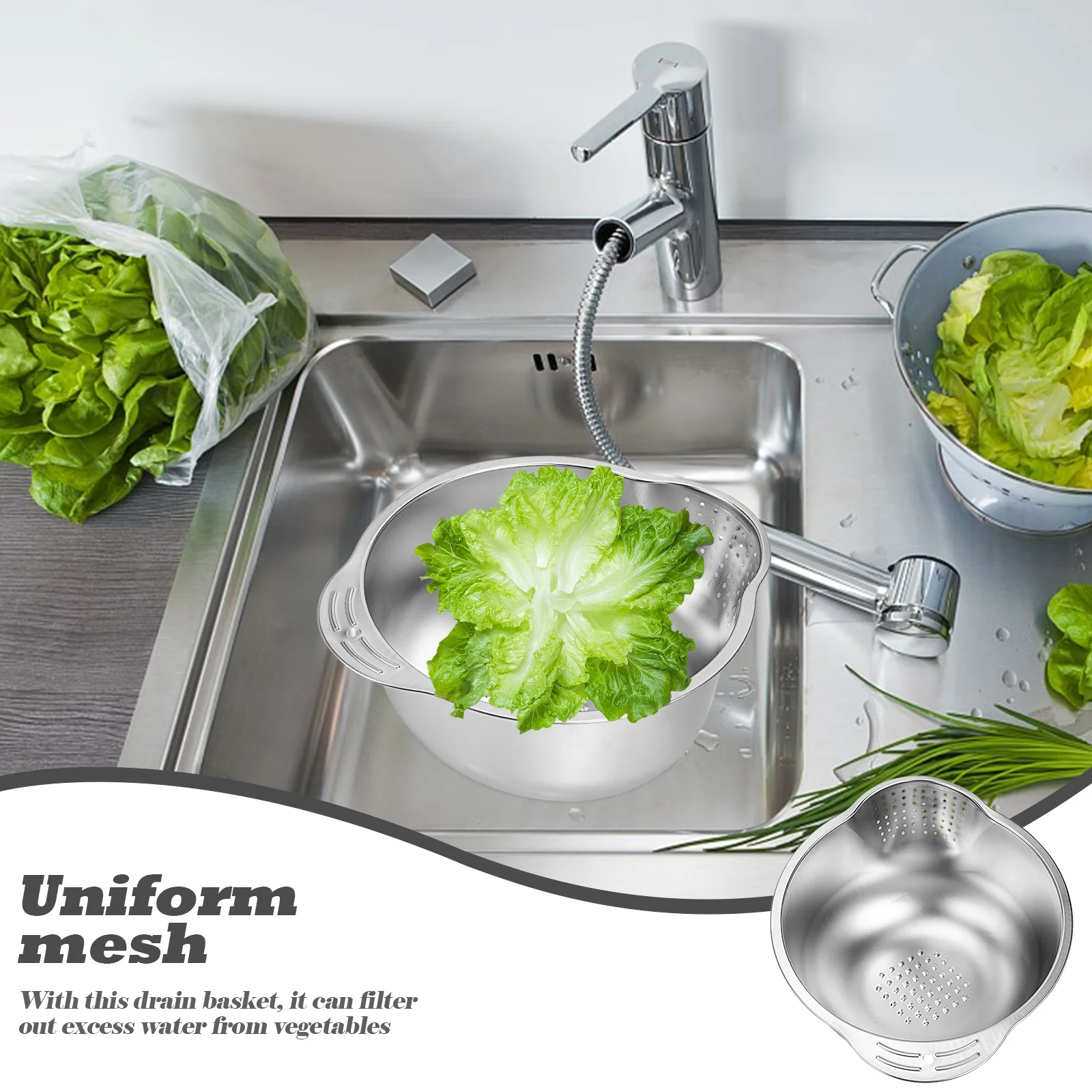 Multipurpose Draining Basket Stainless Steel Kitchen Gadget Fine Drainage Holes Convenient Indoor Outdoor Use Vegetable
Multipurpose Draining Basket Stainless Steel Kitchen Gadget Fine Drainage Holes Convenient Indoor Outdoor Use Vegetable