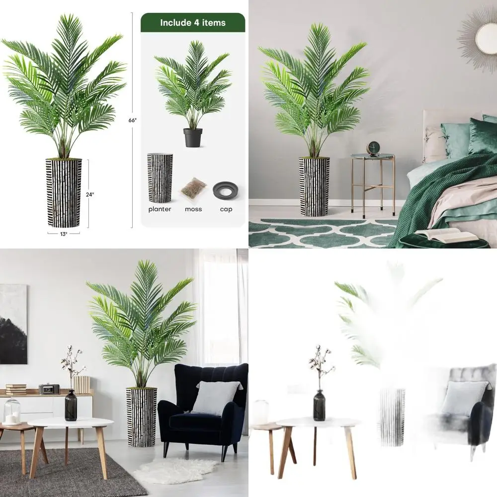 66 Tall Striped Planter with Artificial Areca Palm Tree for Indoor & Outdoor Home Decor
66 Tall Striped Planter with Artificial Areca Palm Tree for Indoor & Outdoor Home Decor