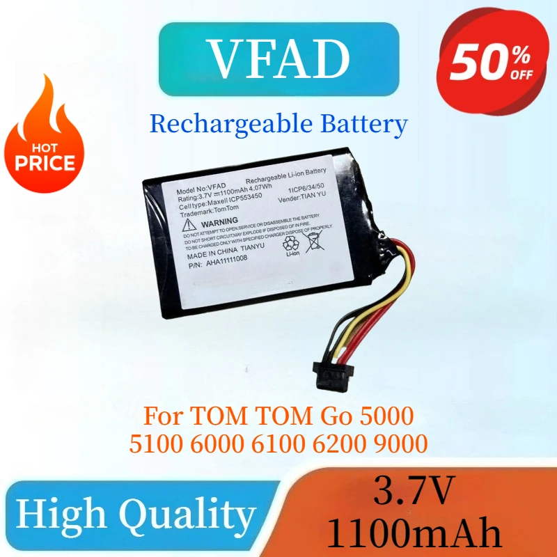 Brand-New 3.7V 1100mAh GPS Battery VFAD Battery for TOM TOM Go 5000 5100 6000 6100 6200 9000 High Quality Replaceable Battery
Brand-New 3.7V 1100mAh GPS Battery VFAD Battery for TOM TOM Go 5000 5100 6000 6100 6200 9000 High Quality Replaceable Battery