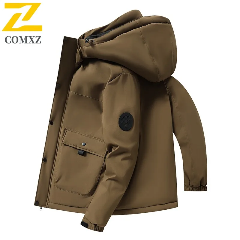COMXZ Мужская куртка для хлеба, толстая, больших размеров, модная, повседневная, для отдыха на природе, для кемпинга, путешествий, стеганая куртка, 2025 г., снежная, удобная зимняя подкладка 
COMXZ Мужская куртка для хлеба, толстая, больших размеров, модная, повседневная, для отдыха на природе, для кемпинга, путешествий, стеганая куртка, 2025 г., снежная, удобная зимняя подкладка