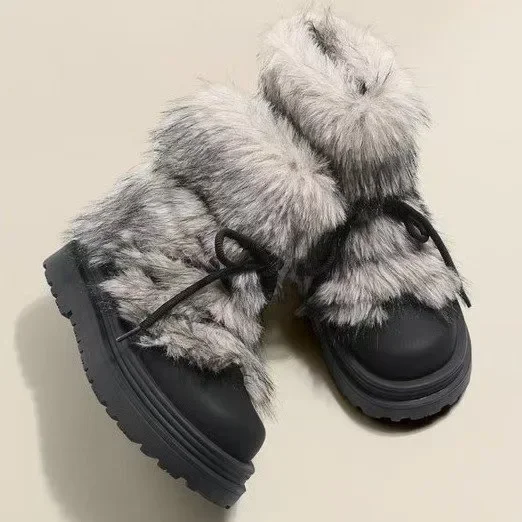 Winter Warm Fashion Fur Anti-Slip Snow Boots Women's Thickened Plush Casual Short Boots Rubber Upper Artificial Leather Lining
Winter Warm Fashion Fur Anti-Slip Snow Boots Women's Thickened Plush Casual Short Boots Rubber Upper Artificial Leather Lining