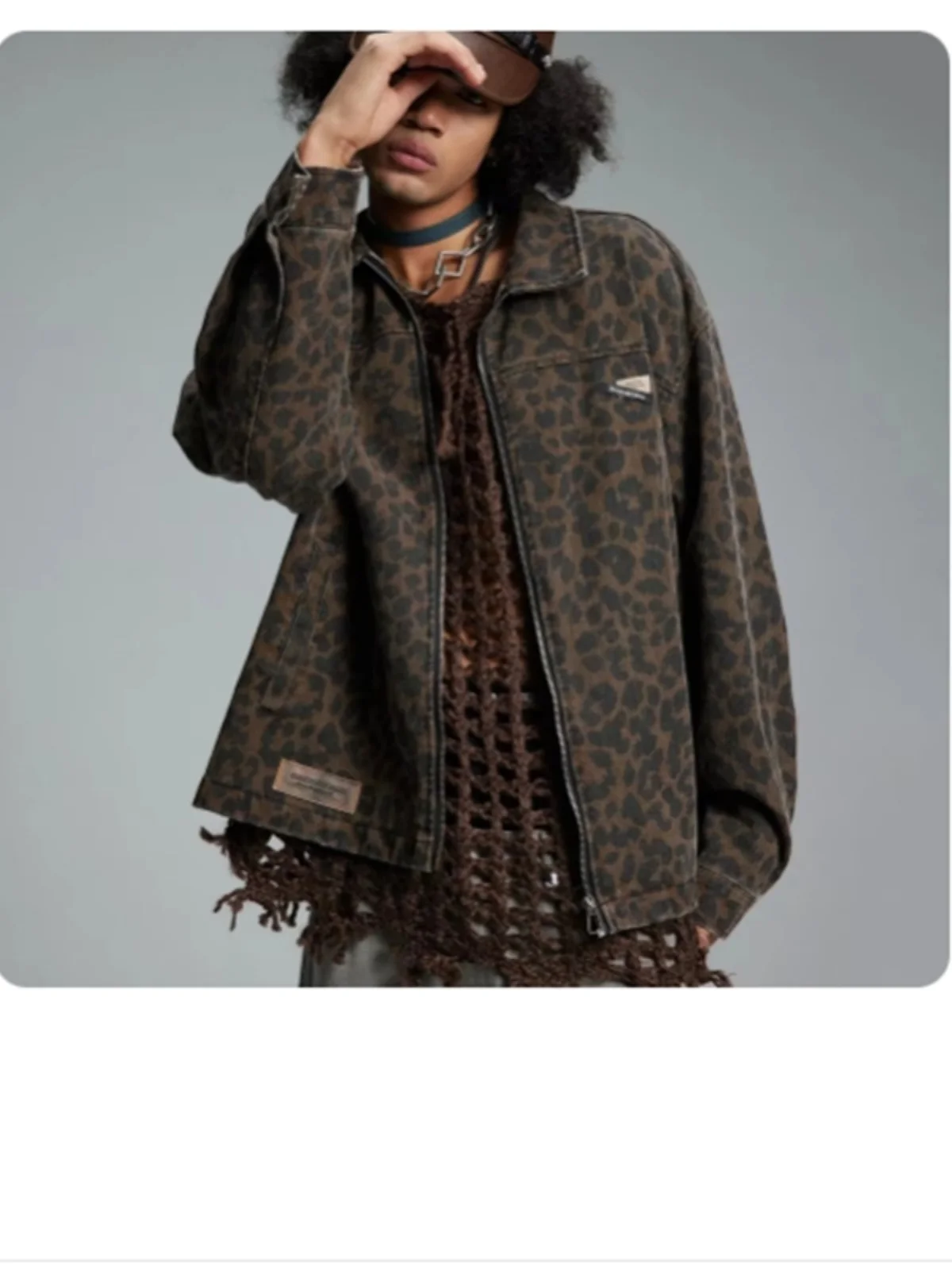 Leopard Print Men's Jaet Zipper Coat Denim Vintage Loose Fit Long Sve Outerwear Casual Autumn Winter Faion
Leopard Print Men's Jaet Zipper Coat Denim Vintage Loose Fit Long Sve Outerwear Casual Autumn Winter Faion