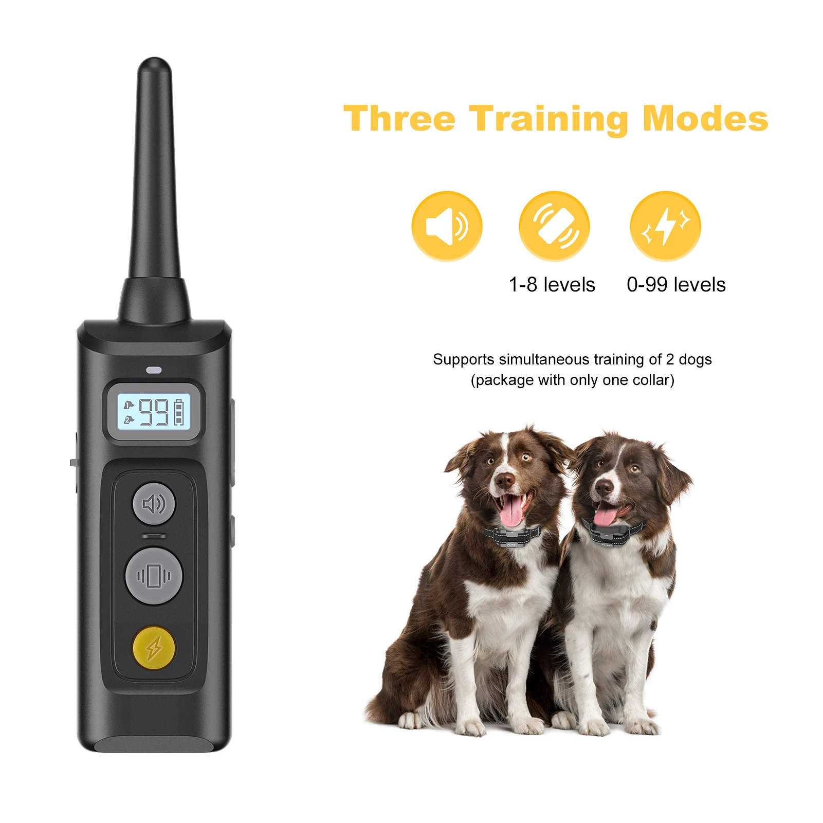 Dog Anti-Barking Collar Rechargeable Dog Training Collar with Remote Control Electric Shock Collar for Dogs All Breeds IPX7
Dog Anti-Barking Collar Rechargeable Dog Training Collar with Remote Control Electric Shock Collar for Dogs All Breeds IPX7