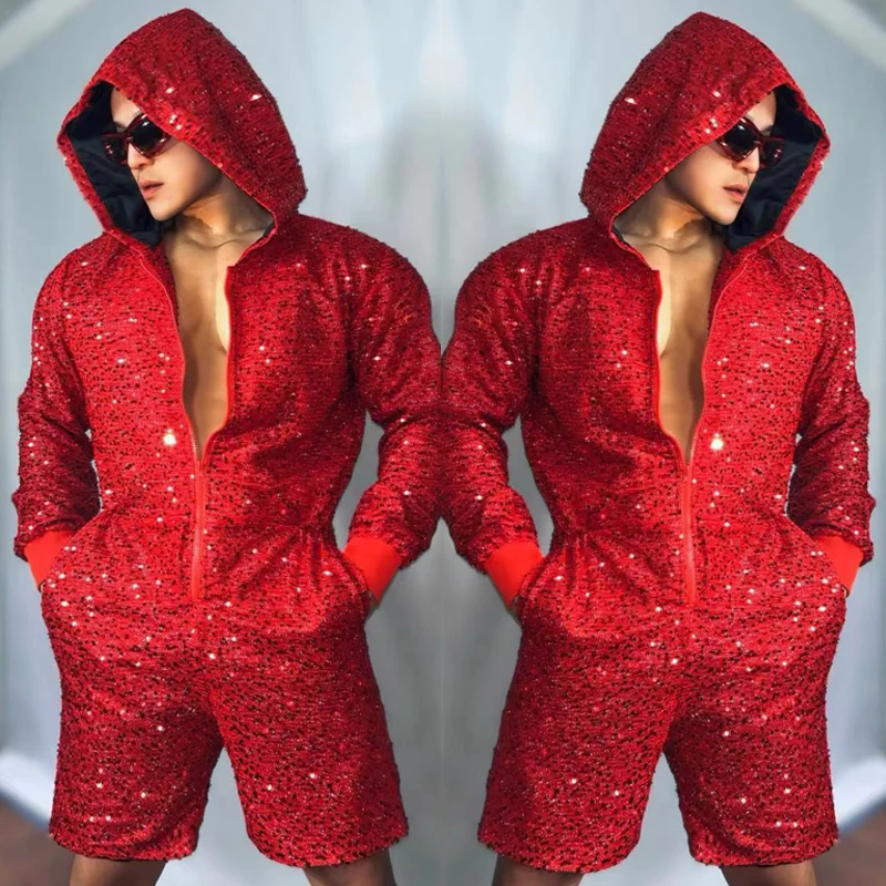 Men Jazz Dance Clothing Red Sequins Jumpsuit Sexy Pole Dance Gogo Costume Bar Nightclub Dj Ds Muscle Man Rave Outfit XS7632
Men Jazz Dance Clothing Red Sequins Jumpsuit Sexy Pole Dance Gogo Costume Bar Nightclub Dj Ds Muscle Man Rave Outfit XS7632