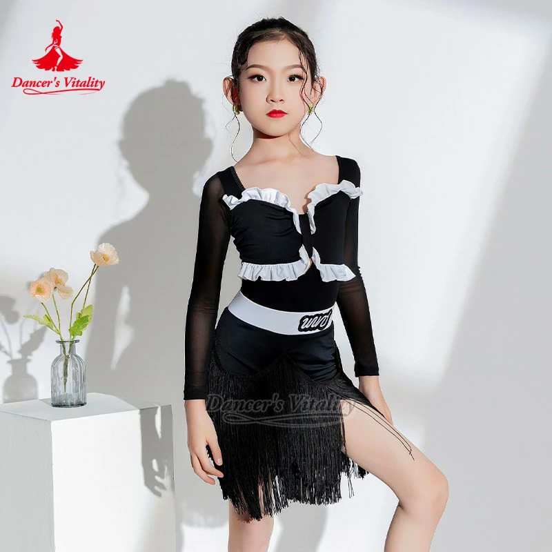 Latin Black+White Color Matching Children Jumpsuit+Wrapped Hips Fringe Skirt Chacha Samba Training Clothing Dancer's Vitality
Latin Black+White Color Matching Children Jumpsuit+Wrapped Hips Fringe Skirt Chacha Samba Training Clothing Dancer's Vitality