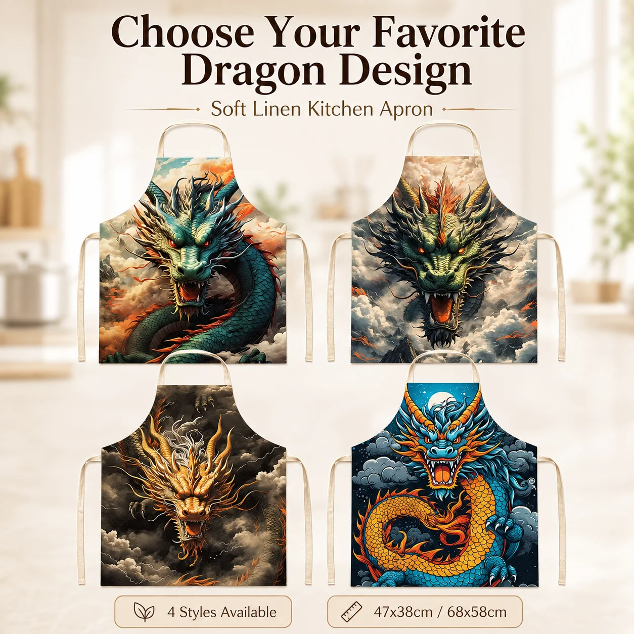 Chinese Dragon Linen Apron Sleeveless Mythical Creature Kitchen Bib For Men Women Home Cooking BBQ Baking Cleaning Pinafore
Chinese Dragon Linen Apron Sleeveless Mythical Creature Kitchen Bib For Men Women Home Cooking BBQ Baking Cleaning Pinafore