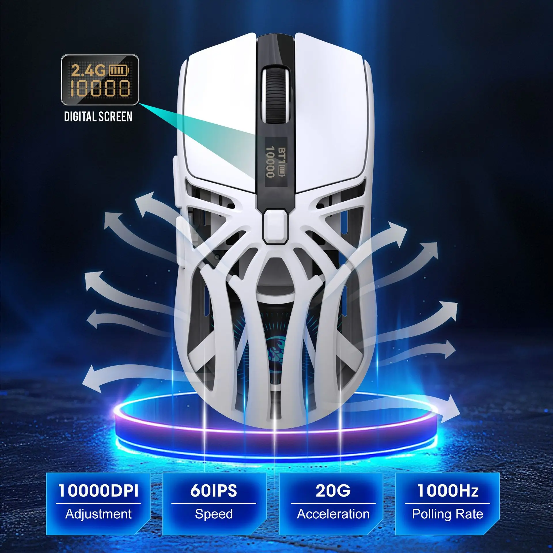 HXSJ T400 1K Wireless Gaming Mouse-10000 DPI,Tri-Mode (Bluetooth/2.4GHz/USB)supports MAC macro programming
HXSJ T400 1K Wireless Gaming Mouse-10000 DPI,Tri-Mode (Bluetooth/2.4GHz/USB)supports MAC macro programming