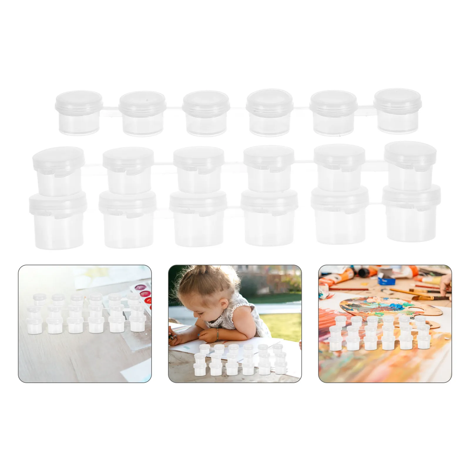 30Pcs Paint Pot Strips Transparent Mini Plastic Jars Empty Clear Case Refillable Paint Container for Acrylic Oil Watercolor
30Pcs Paint Pot Strips Transparent Mini Plastic Jars Empty Clear Case Refillable Paint Container for Acrylic Oil Watercolor