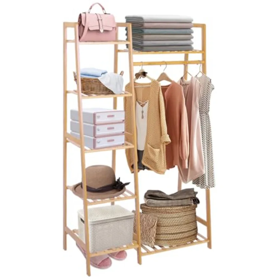Bamboo Garment Rack Storage Shelves Clothes Hanging Rack, Heavy Duty Clothing Rack Minimalism Wardrobe Closet Organizer for Ind
Bamboo Garment Rack Storage Shelves Clothes Hanging Rack, Heavy Duty Clothing Rack Minimalism Wardrobe Closet Organizer for Ind