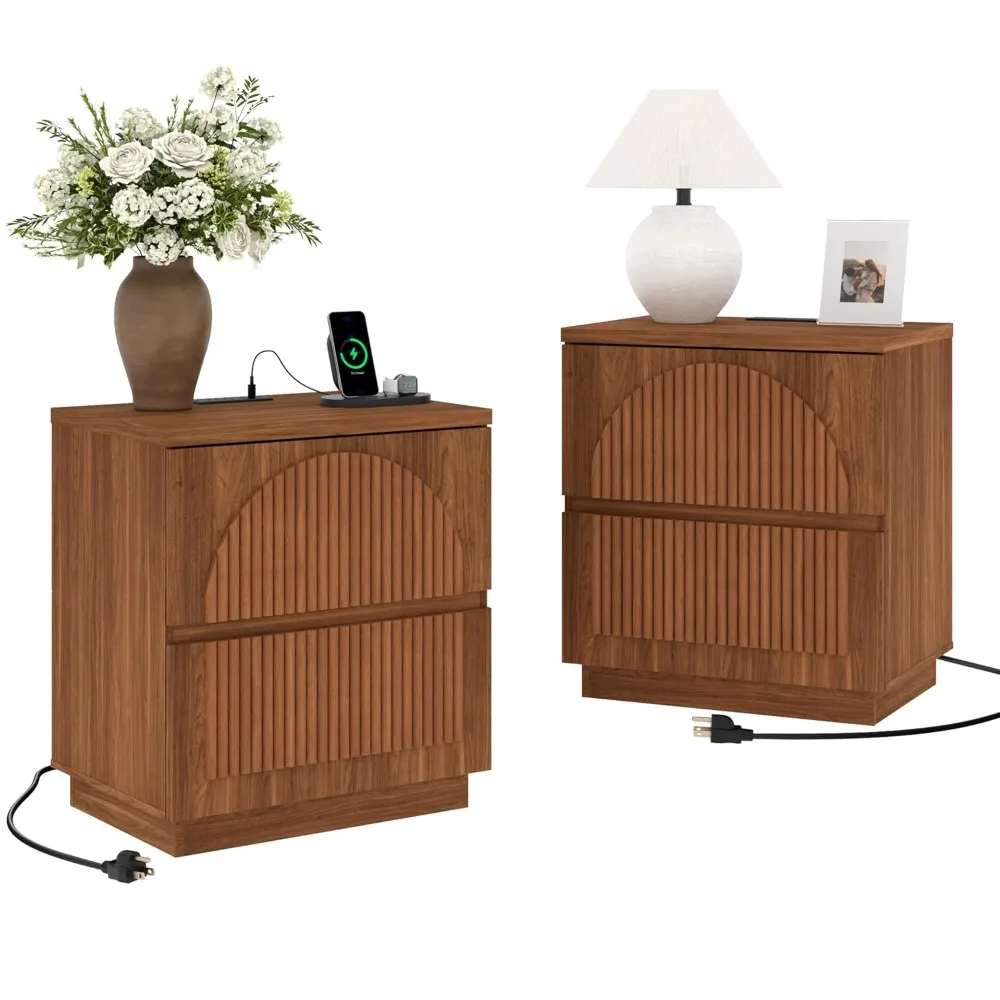 Nightstand with Drawers Set, 2-Drawer Arched Fluted Nightstand with Charging Station, Wooden Night Stand, Customized
Nightstand with Drawers Set, 2-Drawer Arched Fluted Nightstand with Charging Station, Wooden Night Stand, Customized