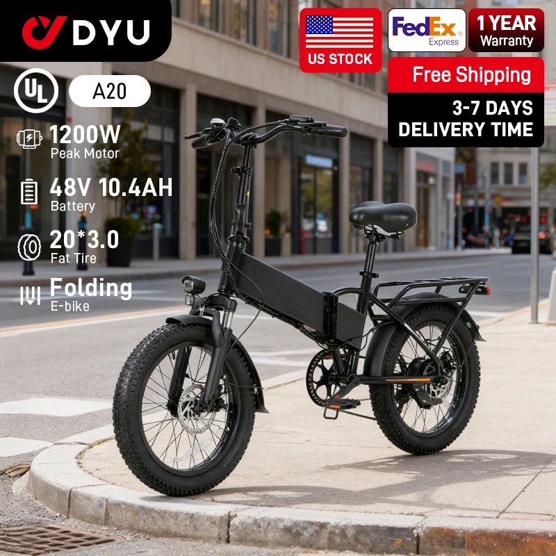 【1 Year Warranty】DYU A20 Adult Electric Bicycle Peak 1200W Motor 48V10.4AH Battery Electric Bike 28MPH Fat E-bike,UL2849
【1 Year Warranty】DYU A20 Adult Electric Bicycle Peak 1200W Motor 48V10.4AH Battery Electric Bike 28MPH Fat E-bike,UL2849