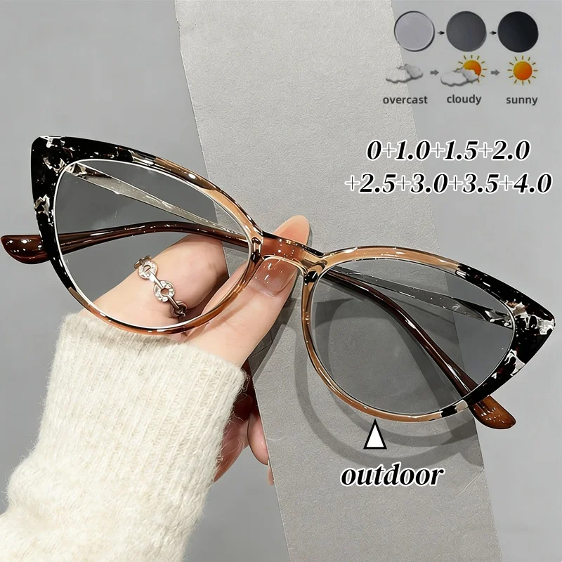 Outdoor Photochromic Reading Glasses Women Men Trendy Stylish Cat Eye Eyewear Frames Retro Color Changing Far Sight Glasses
Outdoor Photochromic Reading Glasses Women Men Trendy Stylish Cat Eye Eyewear Frames Retro Color Changing Far Sight Glasses
