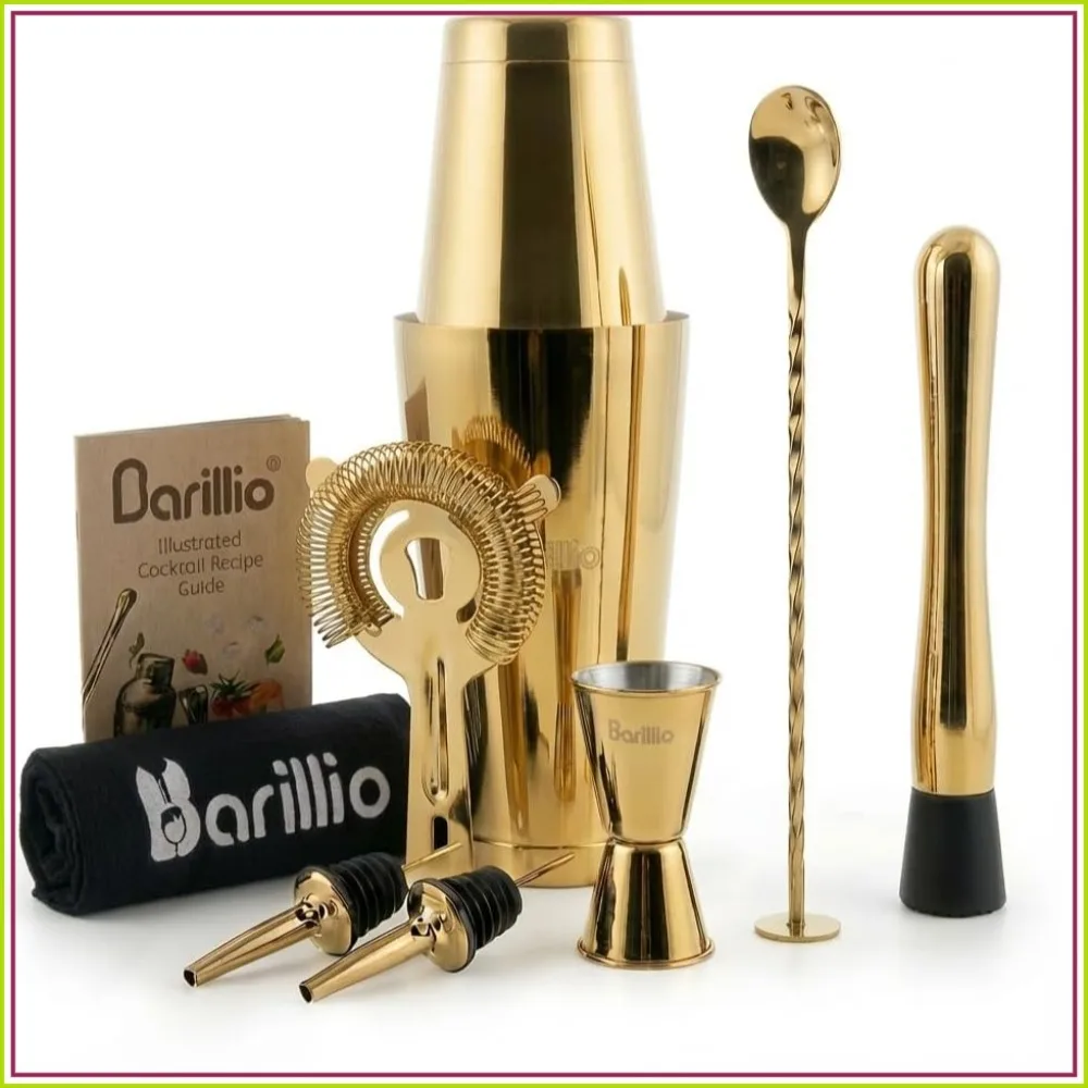 Gold Boston Shaker Set - 9-Piece Stainless Steel Cocktail Kit with Weighted Shaker, Strainer, and Mixer for Home Bartending
Gold Boston Shaker Set - 9-Piece Stainless Steel Cocktail Kit with Weighted Shaker, Strainer, and Mixer for Home Bartending