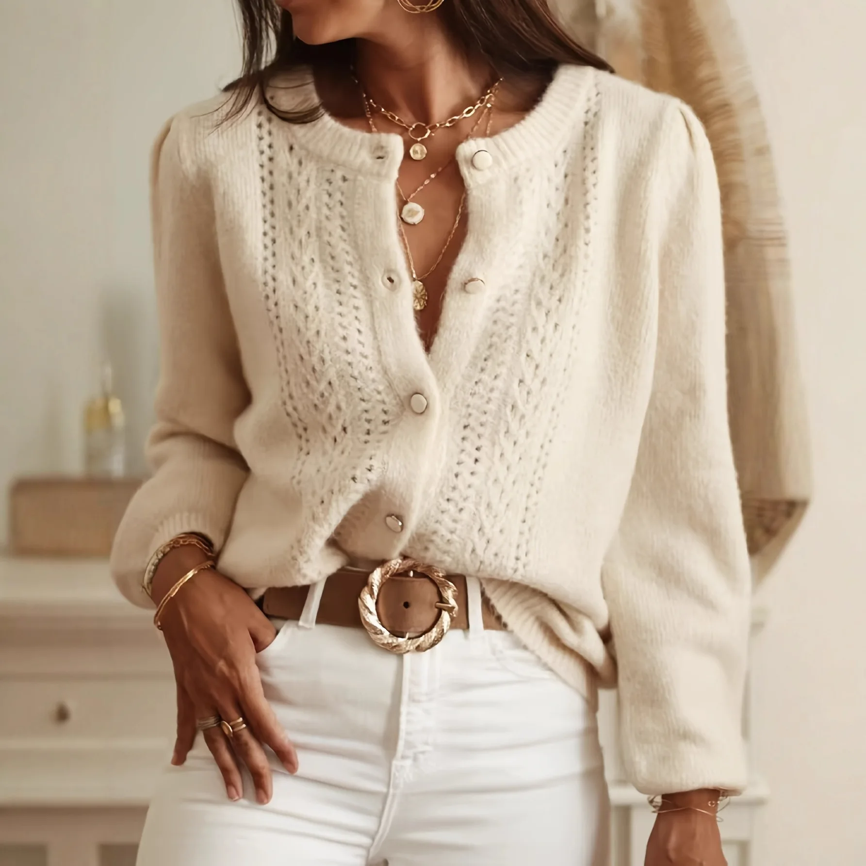 Solid Color Hollow V-neck Cardigan Sweater for Women European and American Commuting Versatile Single-breasted Sweater for Women
Solid Color Hollow V-neck Cardigan Sweater for Women European and American Commuting Versatile Single-breasted Sweater for Women