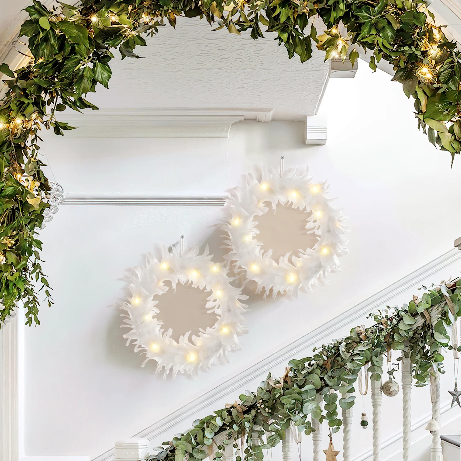 1pc Luminous Wreath White Glowing Door Decor For Wedding Party Home Festival Ornament Artificial Hanging Pendant
1pc Luminous Wreath White Glowing Door Decor For Wedding Party Home Festival Ornament Artificial Hanging Pendant