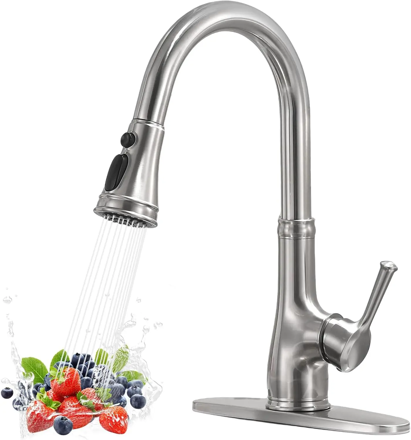 Vintage Kitchen Faucet with Pull Down Sprayer, Stainless Steel, High Arc, Brushed Nickel
Vintage Kitchen Faucet with Pull Down Sprayer, Stainless Steel, High Arc, Brushed Nickel