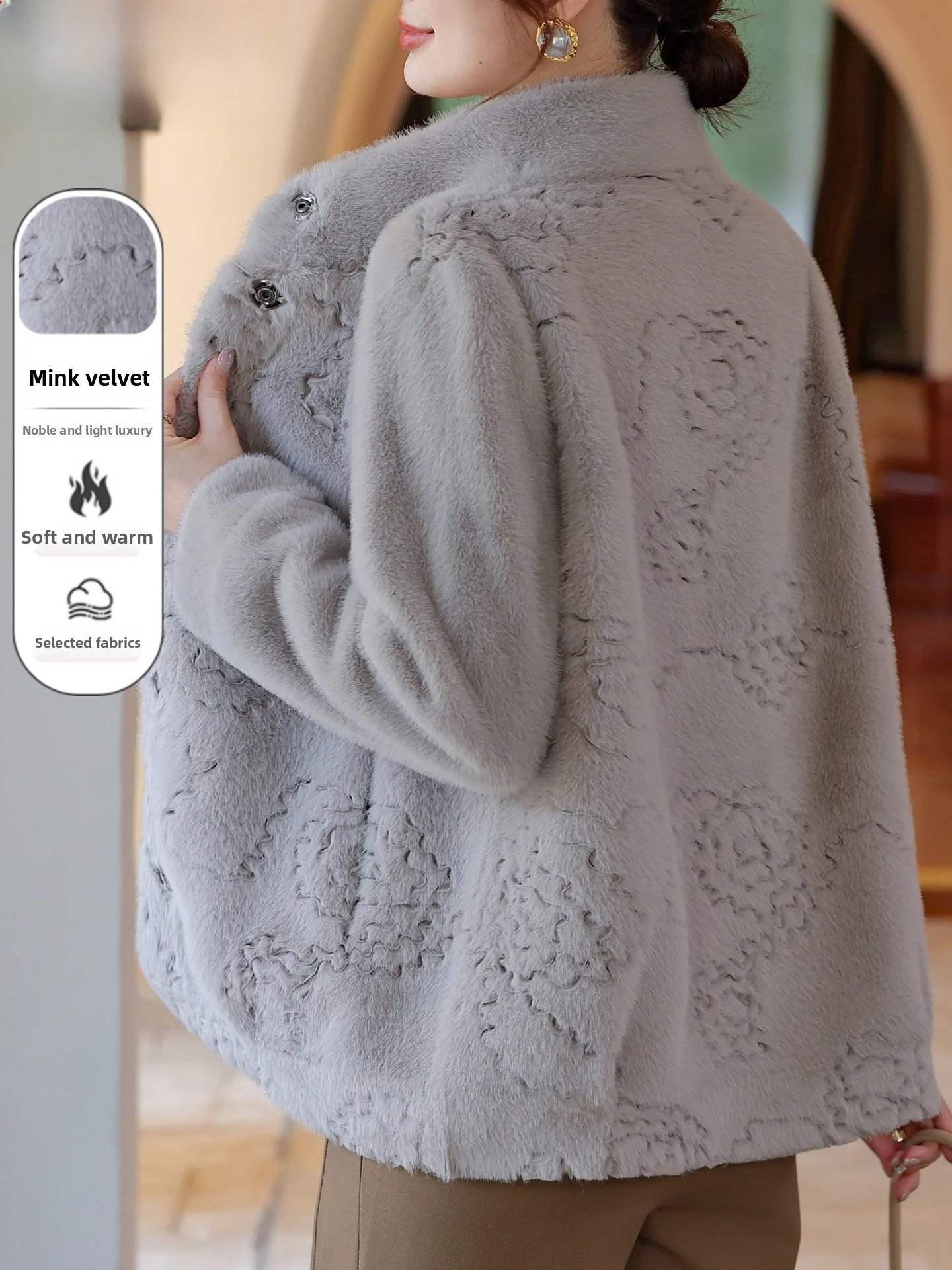Faionable ort Fake Fur Jaet Mom Winter Clothes Polyester Fiber Warm Thiened Outerwear for Middle-Aged And ly Women
Faionable ort Fake Fur Jaet Mom Winter Clothes Polyester Fiber Warm Thiened Outerwear for Middle-Aged And ly Women