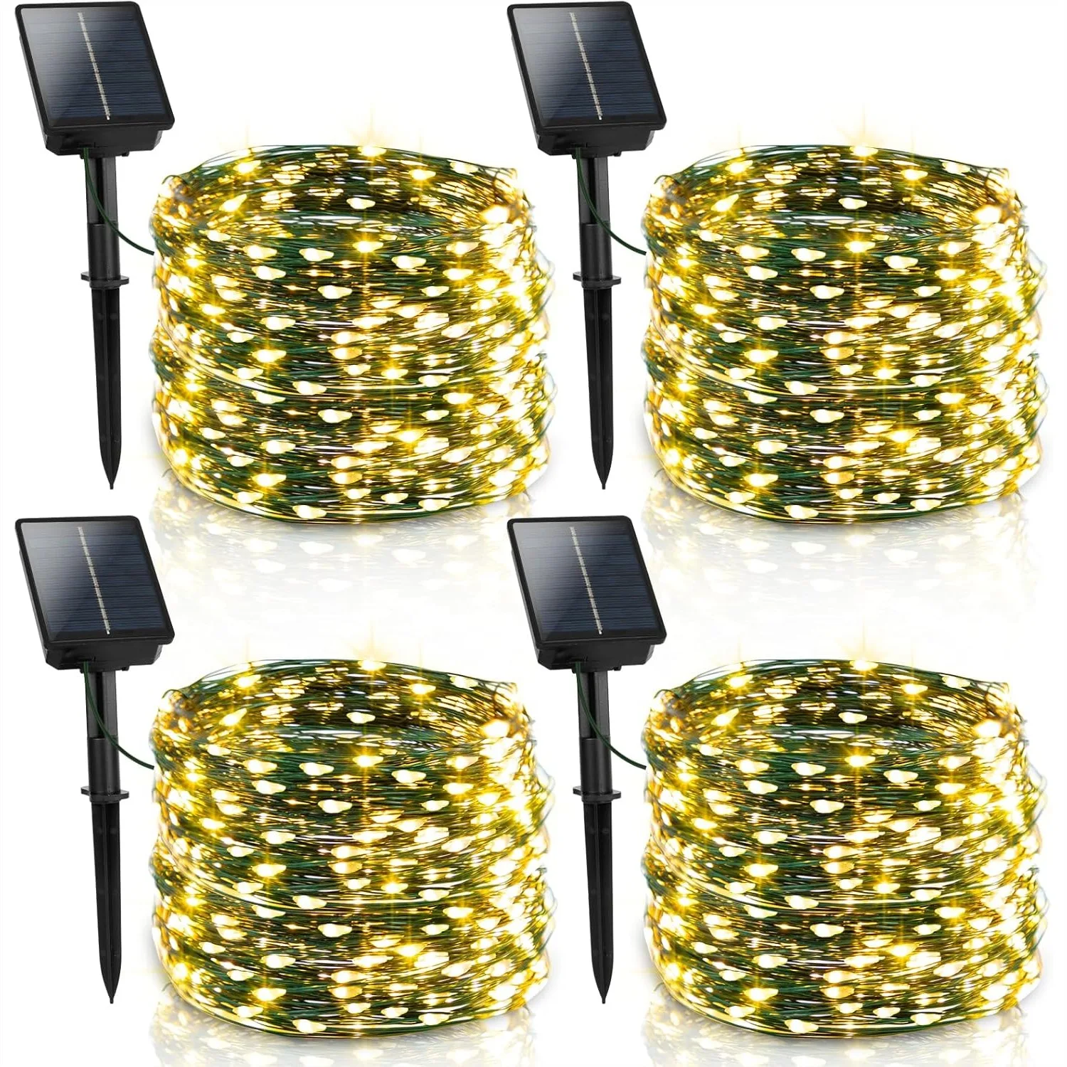 4 Pack Solar Fairy Lights Outdoor 131ft 400 LED Waterproof Green Wire 8 Modes Warm White for Garden Christmas Party
4 Pack Solar Fairy Lights Outdoor 131ft 400 LED Waterproof Green Wire 8 Modes Warm White for Garden Christmas Party