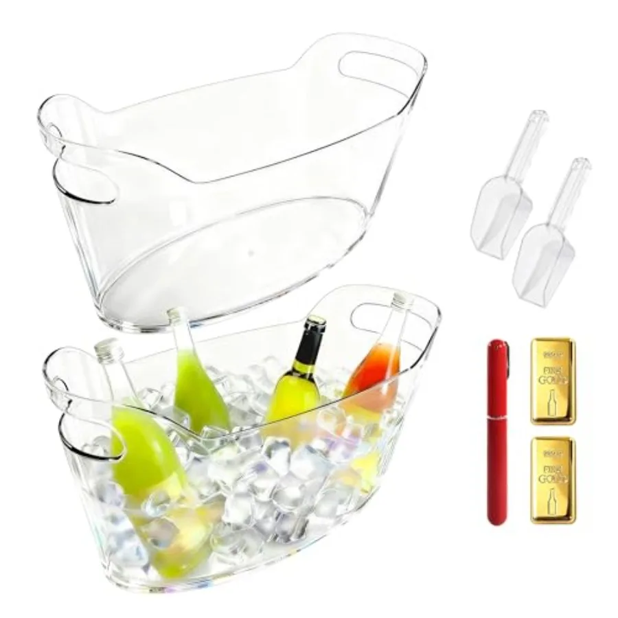 6.5L Large Ice Bucket for Parties, 2PCS Clear Acrylic Drink Buckets with Scoop and Metal Wine Bottle Opener, Champagne Bucket T
6.5L Large Ice Bucket for Parties, 2PCS Clear Acrylic Drink Buckets with Scoop and Metal Wine Bottle Opener, Champagne Bucket T