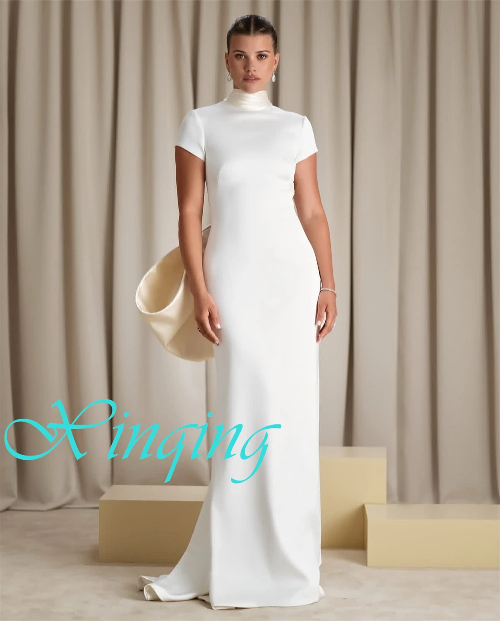Customized Formal Jersey Wedding Dresses for Woman High Neckline Short Sleeves Bridal Gowns Backless Open BackRobe de soirée
Customized Formal Jersey Wedding Dresses for Woman High Neckline Short Sleeves Bridal Gowns Backless Open BackRobe de soirée