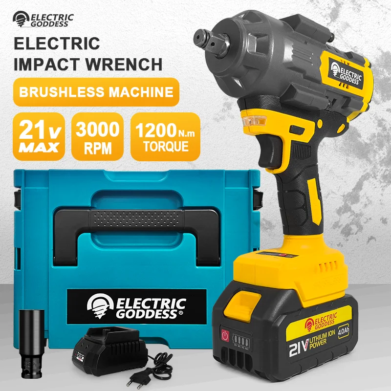 Electric Goddess HSBS007 Brushless Electric Wrench 1200N. m Repair Electric Tool Cordless Screwdriver for 21V Makita Battery
Electric Goddess HSBS007 Brushless Electric Wrench 1200N. m Repair Electric Tool Cordless Screwdriver for 21V Makita Battery