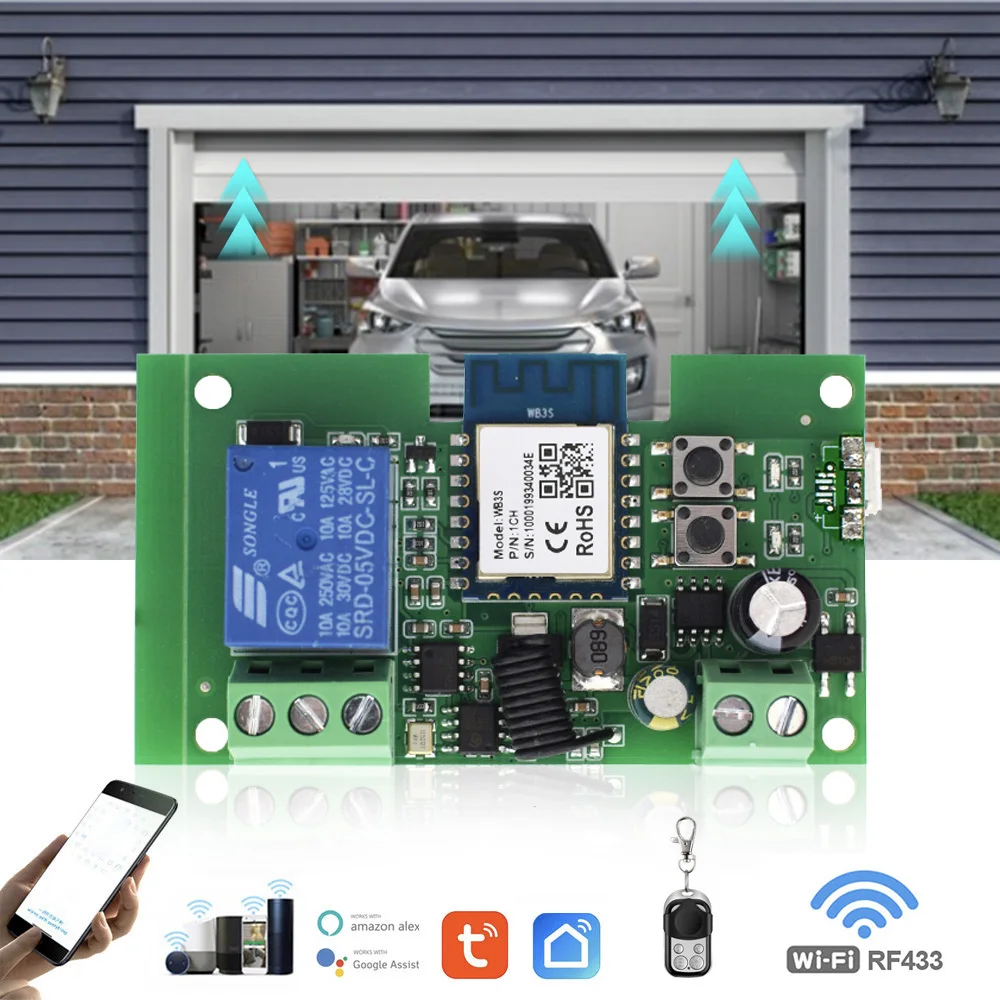 Tuya Smart Life Garage Door Opener Controller Gate WiFi Command Switch 12V 24V Alexa Opening Home Remote Control Voice