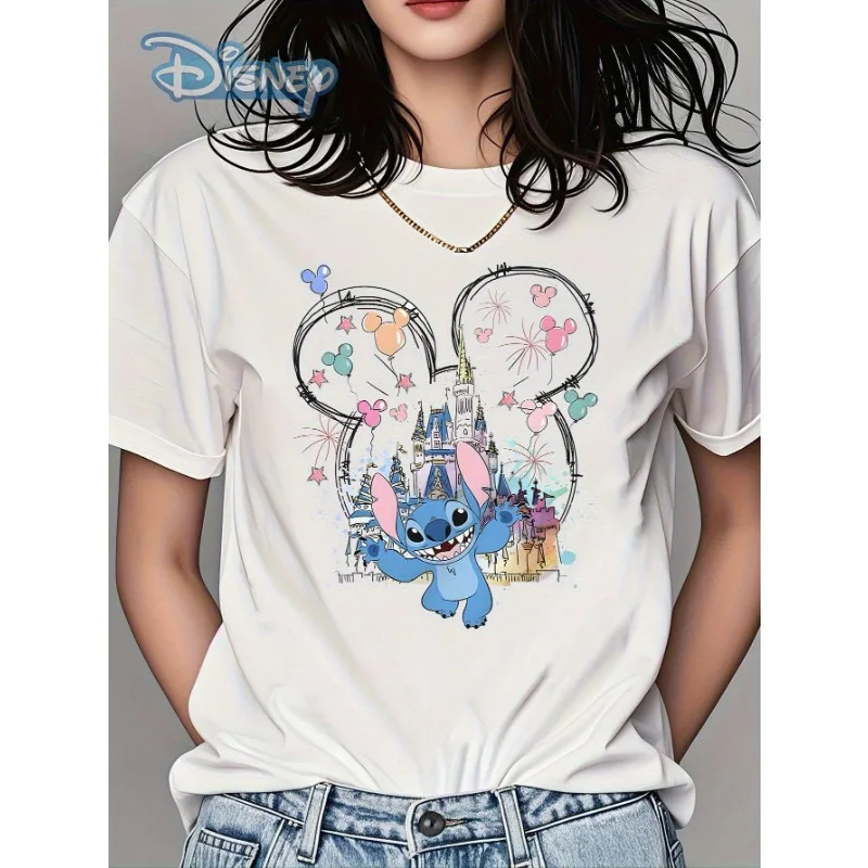 Disney Stitch Couple T-shirt Cotton Casual Edition Short Sleeve T-shirt with Tropical Geometric Print Summer Women's T-shirt Y2K
Disney Stitch Couple T-shirt Cotton Casual Edition Short Sleeve T-shirt with Tropical Geometric Print Summer Women's T-shirt Y2K