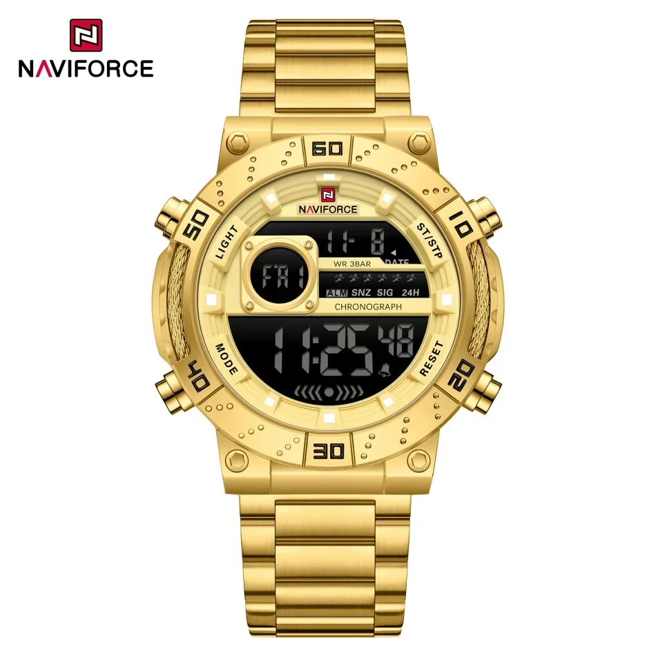 NAVIFORCE NF9241S мужские роскошные светящиеся цифровые часы с будильником, деловые водонепроницаемые часы с ремешком из нержавеющей стали
NAVIFORCE NF9241S мужские роскошные светящиеся цифровые часы с будильником, деловые водонепроницаемые часы с ремешком из нержавеющей стали