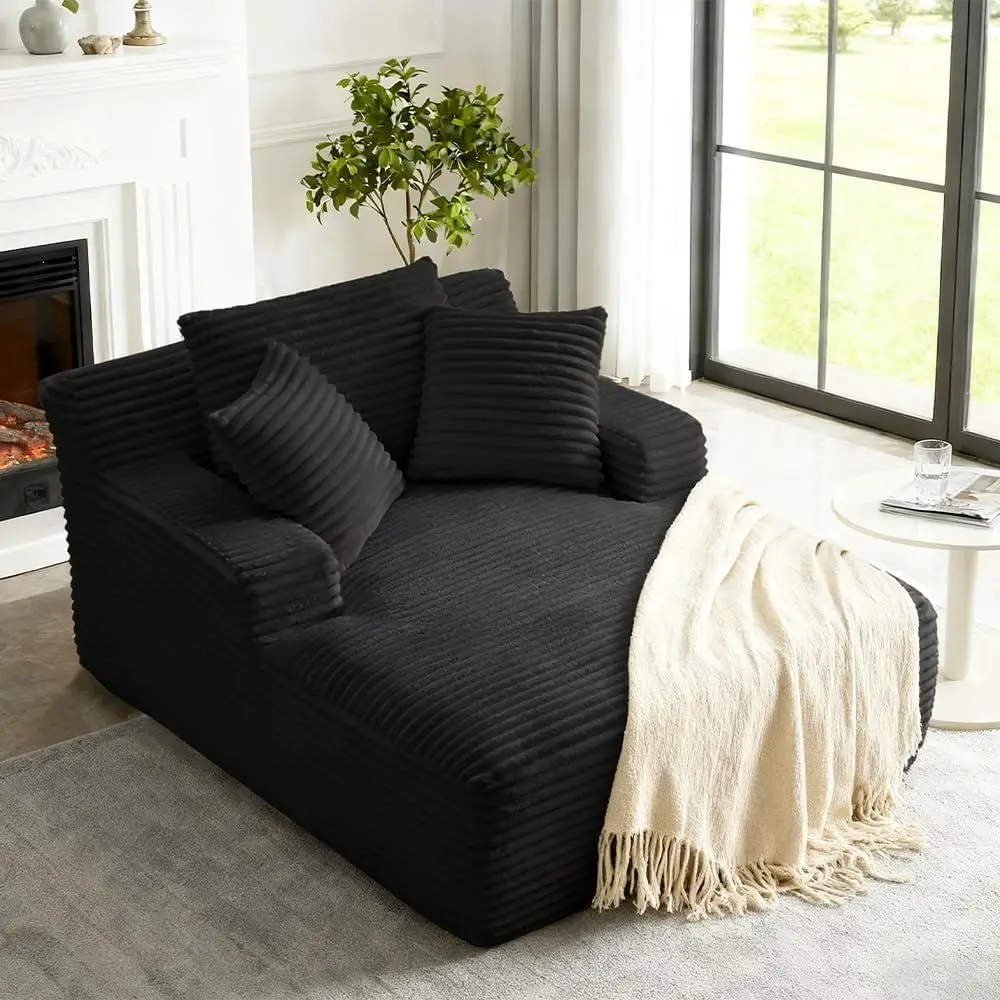 Oversized Chaise Lounge Sofa Chair Indoor, Modern Corduroy Sleeper Sofa Cloud Couch with 3 Soft Pillows, Comfy Single Seat Floor
Oversized Chaise Lounge Sofa Chair Indoor, Modern Corduroy Sleeper Sofa Cloud Couch with 3 Soft Pillows, Comfy Single Seat Floor