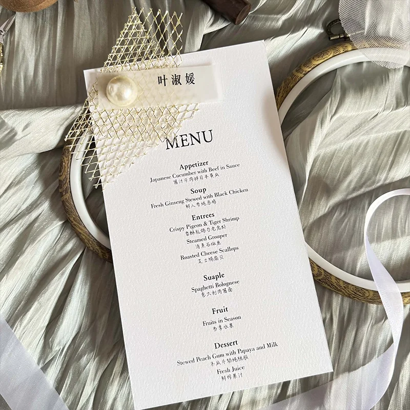 Wedding Seat Card, Meal Plate Card, Name Card, Customized Banquet Menu Card, Pearl Luxury Appreciation Card 40set
Wedding Seat Card, Meal Plate Card, Name Card, Customized Banquet Menu Card, Pearl Luxury Appreciation Card 40set