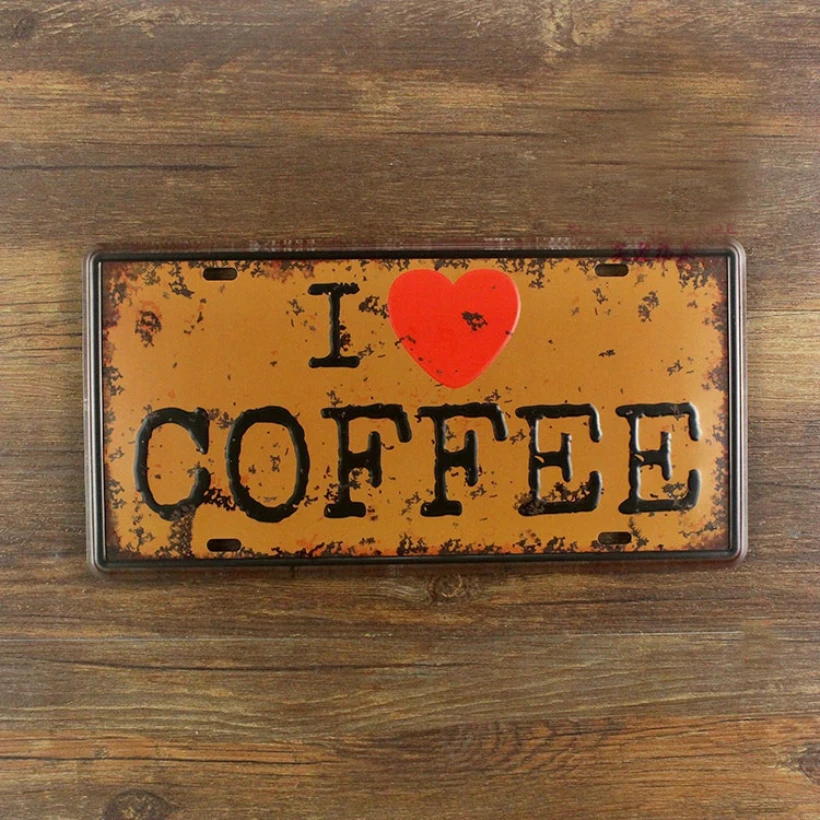 SYF-A164 Retro license Car plates letters" I LOVE COFFEE " vintage metal tin signs garage painting plaque Wall art craft 15x30cm
SYF-A164 Retro license Car plates letters" I LOVE COFFEE " vintage metal tin signs garage painting plaque Wall art craft 15x30cm