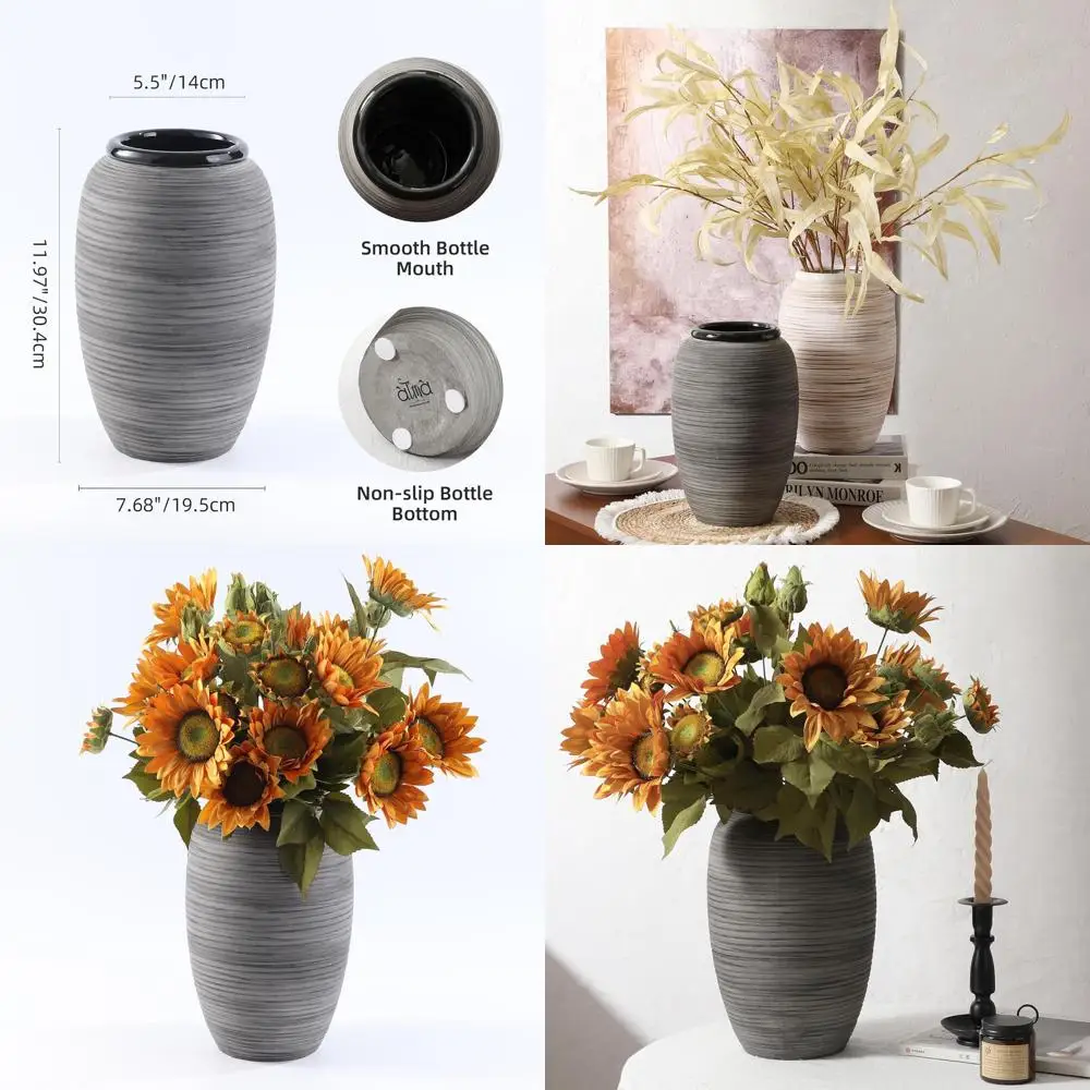 12 черных богемных ваз с широким горлом для дома, декоративный центральный элемент из пампасной травы, серый рустик-стиль для жилых помещений и полок
12 черных богемных ваз с широким горлом для дома, декоративный центральный элемент из пампасной травы, серый рустик-стиль для жилых помещений и полок