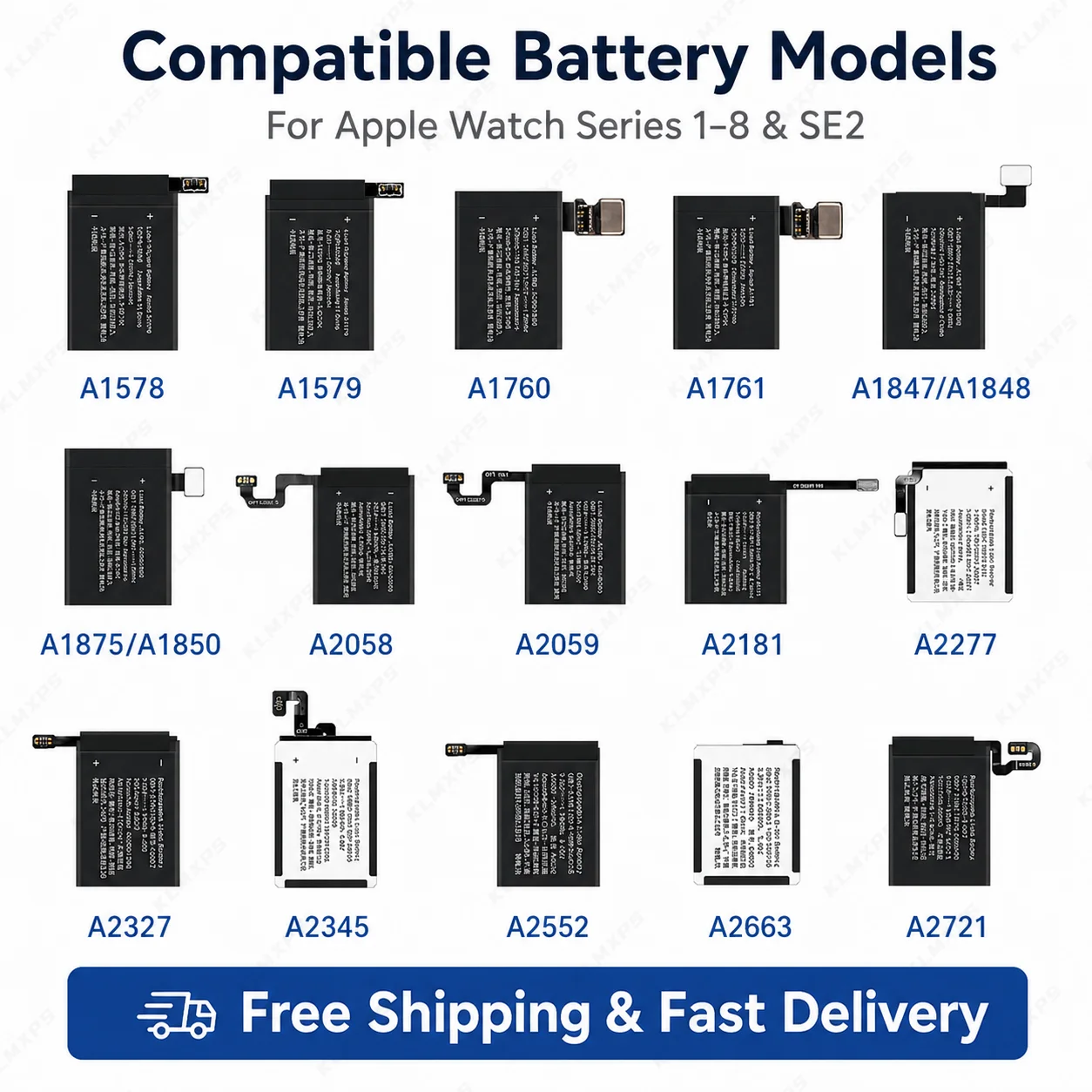 Li-ion Battery For Apple Watch Series 1-5 SE2 38/40/42/44/45MM Smart Watch Replacement
Li-ion Battery For Apple Watch Series 1-5 SE2 38/40/42/44/45MM Smart Watch Replacement