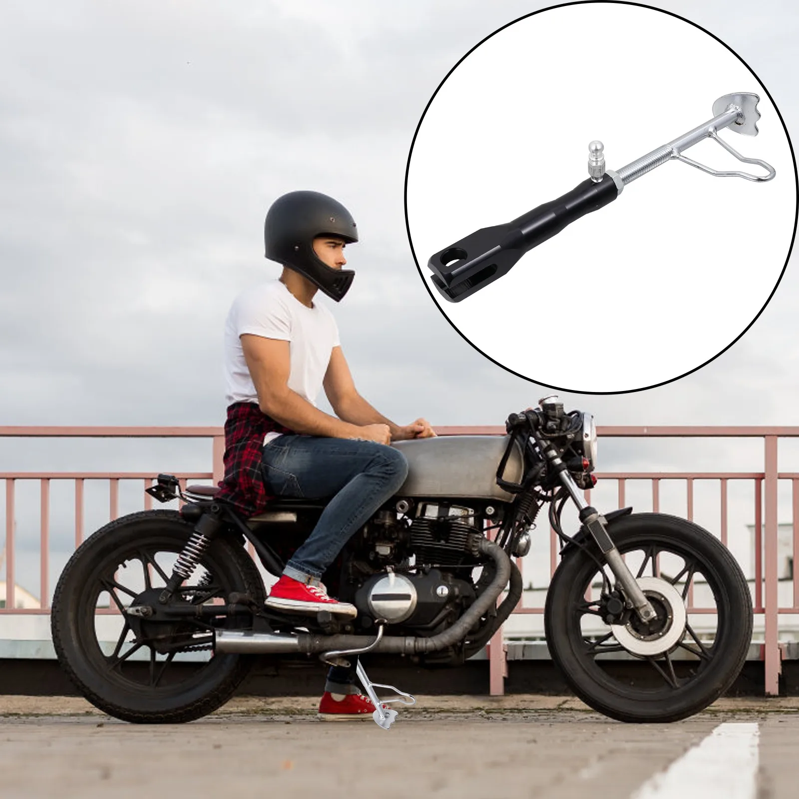 Heavy Duty Aluminum Motorcycle Kickstand Side Stand Adjustable Tripod Holder Motorbike Pedal Rack Refit Replacement for Daily
Heavy Duty Aluminum Motorcycle Kickstand Side Stand Adjustable Tripod Holder Motorbike Pedal Rack Refit Replacement for Daily