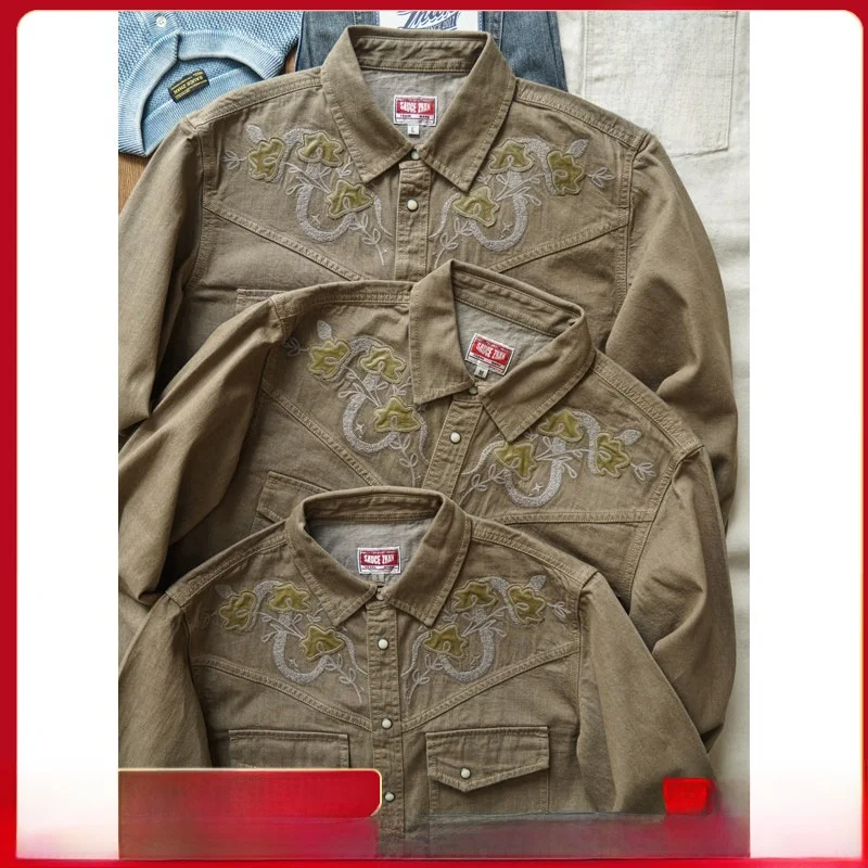 Retro Western Sle Embroidered Casual irt Men's Long Sve Spring Autumn Trendy Ame i SauceZhan Classic Stand Fit
Retro Western Sle Embroidered Casual irt Men's Long Sve Spring Autumn Trendy Ame i SauceZhan Classic Stand Fit