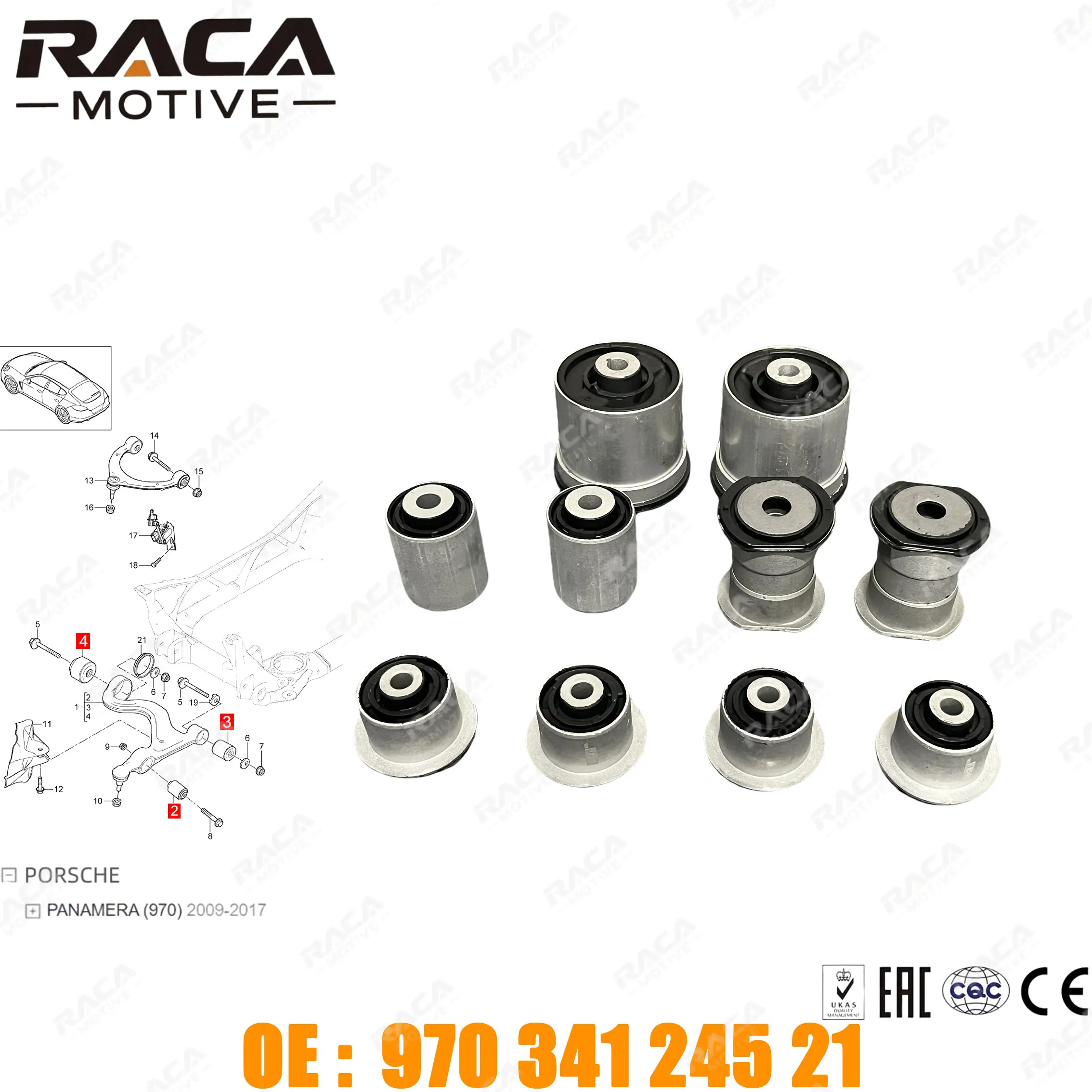 Front Axle Traction Control Arm Bushing Set Suitable for Porsche Panamera (970) 2009-2017 97034124521 97034105122 97034124301 97034124121
Front Axle Traction Control Arm Bushing Set Suitable for Porsche Panamera (970) 2009-2017 97034124521 97034105122 97034124301 97034124121