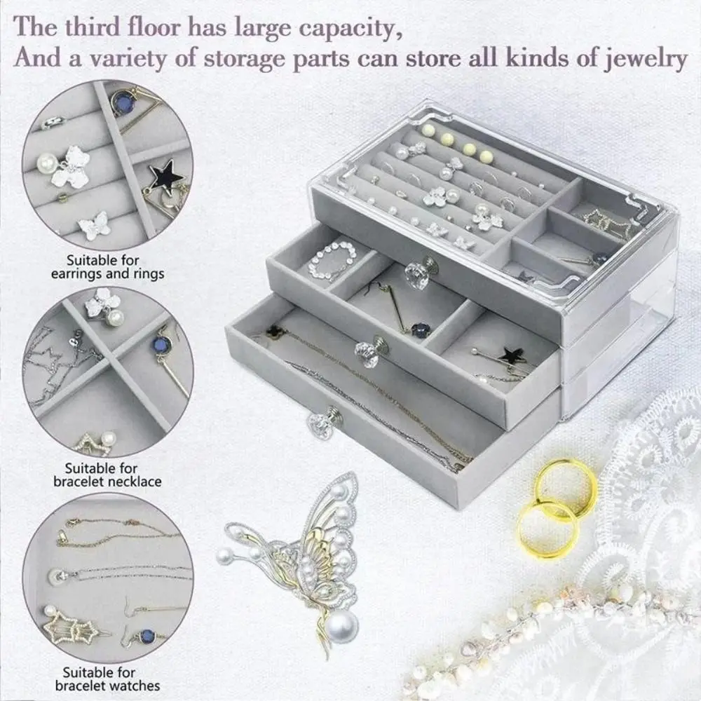 High-Capacity Flannel Jewelry Box 3-Layer Transparent Drawer Storage Box Oxidation-resistant Acrylic Multi-layer Jewelry Box
High-Capacity Flannel Jewelry Box 3-Layer Transparent Drawer Storage Box Oxidation-resistant Acrylic Multi-layer Jewelry Box