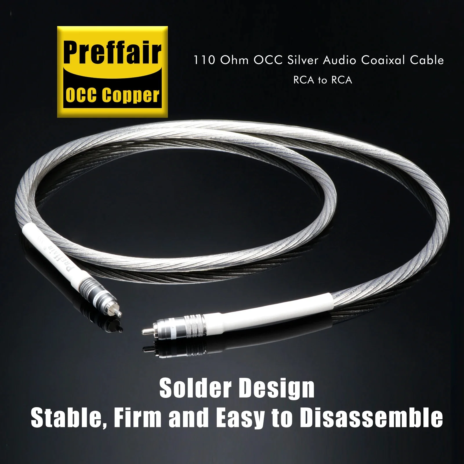 Preffair X428 Silver Plated 110 Ohm RCA Coaxial Digital Cable Fever Audio Audio Cable AES/EBU Signal Cable 
Preffair X428 Silver Plated 110 Ohm RCA Coaxial Digital Cable Fever Audio Audio Cable AES/EBU Signal Cable