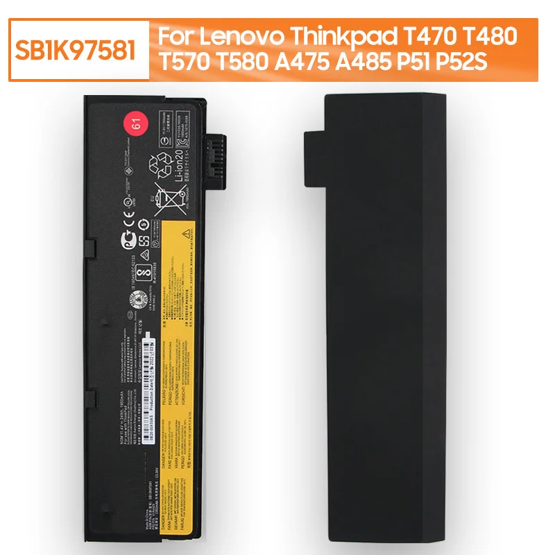 SB1K97581 Replacement Battery For Lenovo Thinkpad T580 T470 T570 T480 A475 A485 P51 P52S 61+ Batteries
SB1K97581 Replacement Battery For Lenovo Thinkpad T580 T470 T570 T480 A475 A485 P51 P52S 61+ Batteries