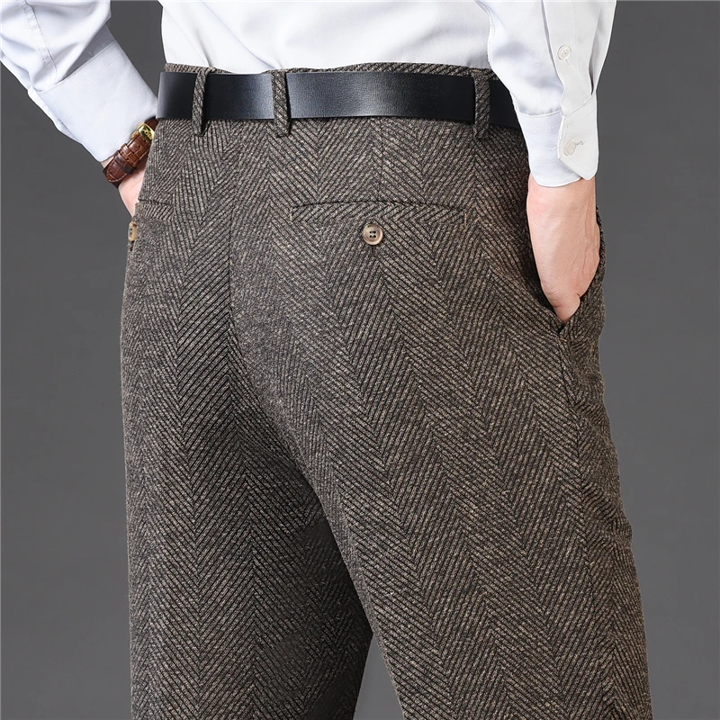 Winter Thickened Woolen Men's Suit Pants Straight Leg Tailored Trousers Middle-Aged Cashmere Woolen Checkered Father's PantsYY31
Winter Thickened Woolen Men's Suit Pants Straight Leg Tailored Trousers Middle-Aged Cashmere Woolen Checkered Father's PantsYY31