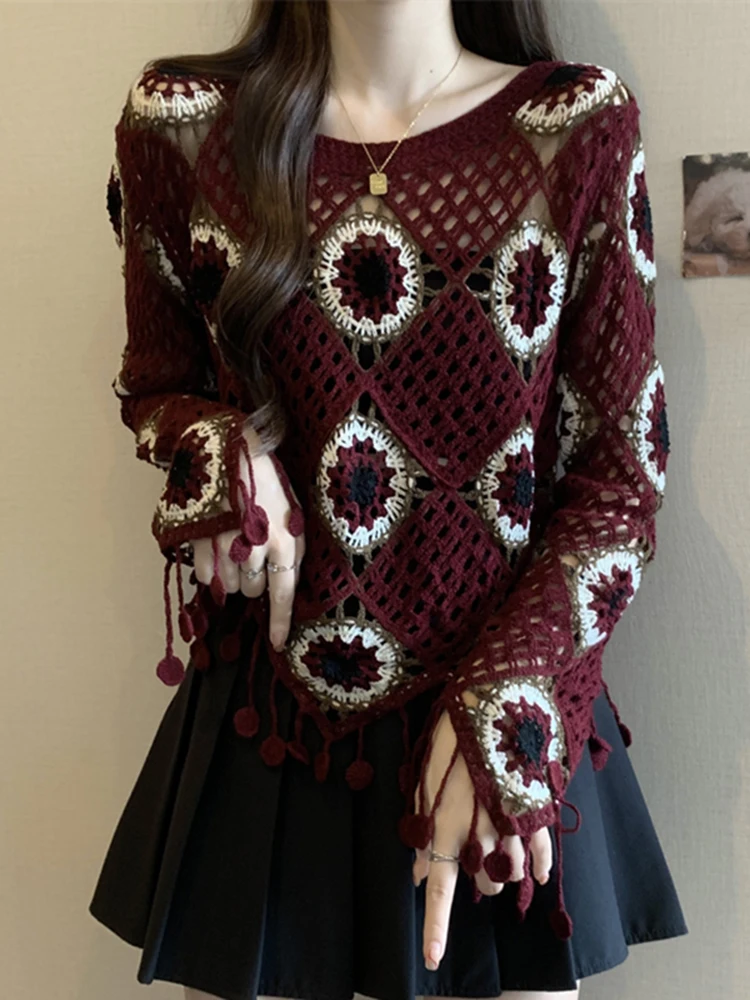 Red Knitted Long Sve Loose Women's Top Spring Faion Casual Sle Hollow out Knitwear Slimming Cover up Casual Wear
Red Knitted Long Sve Loose Women's Top Spring Faion Casual Sle Hollow out Knitwear Slimming Cover up Casual Wear