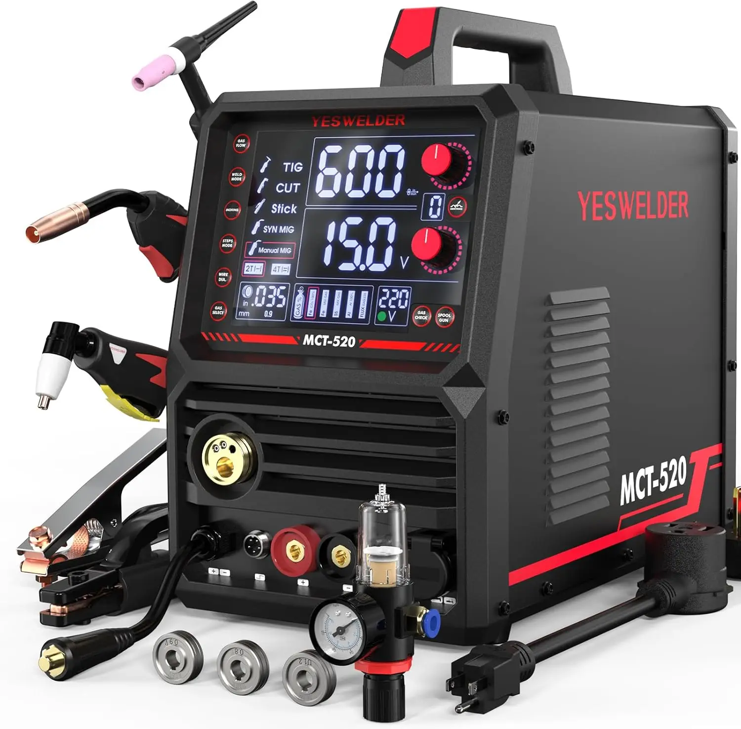 Multifunctional Welders Combo Plasma Cutter 6 In 1 MIG Flux Core MIG CUT TIG Stick Spool Gun Compatible 200A MIG TIG Stick 50A
Multifunctional Welders Combo Plasma Cutter 6 In 1 MIG Flux Core MIG CUT TIG Stick Spool Gun Compatible 200A MIG TIG Stick 50A