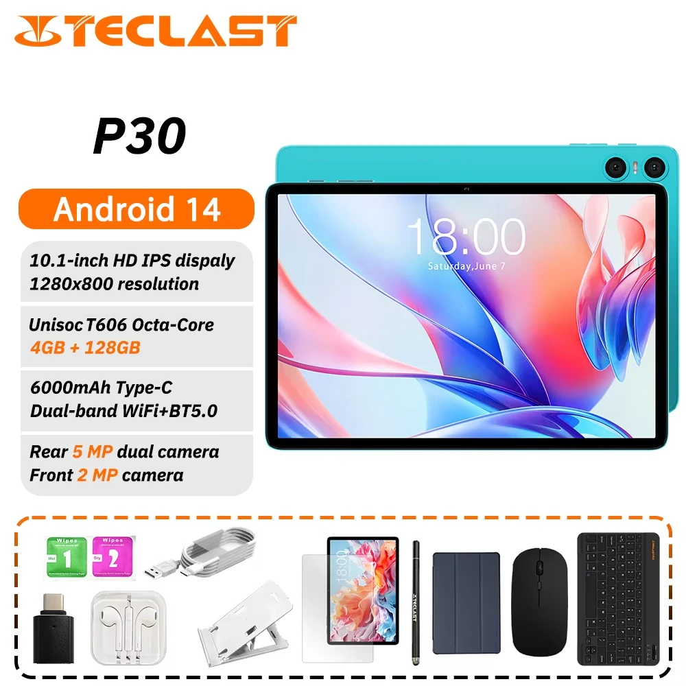 Планшет Teclast P30, 10,1-дюймовый Unisoc T606, 8-ядерный,/1280 × 800iPS/12 ГБ (4 ГБ + 8 ГБ), RAM128 ГБ ПЗУ/WIFI/BT5,0/6000 мАч/Type-C/5MP + 2MP камера
Планшет Teclast P30, 10,1-дюймовый Unisoc T606, 8-ядерный,/1280 × 800iPS/12 ГБ (4 ГБ + 8 ГБ), RAM128 ГБ ПЗУ/WIFI/BT5,0/6000 мАч/Type-C/5MP + 2MP камера