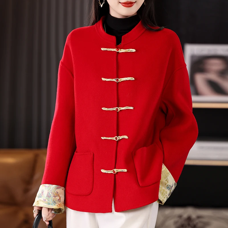 2024, осенне-зимнее модное новое женское пальто в национальном стиле с пряжкой, модная короткая двусторонняя шерстяная куртка из 100% чистой шерсти 
2024, осенне-зимнее модное новое женское пальто в национальном стиле с пряжкой, модная короткая двусторонняя шерстяная куртка из 100% чистой шерсти